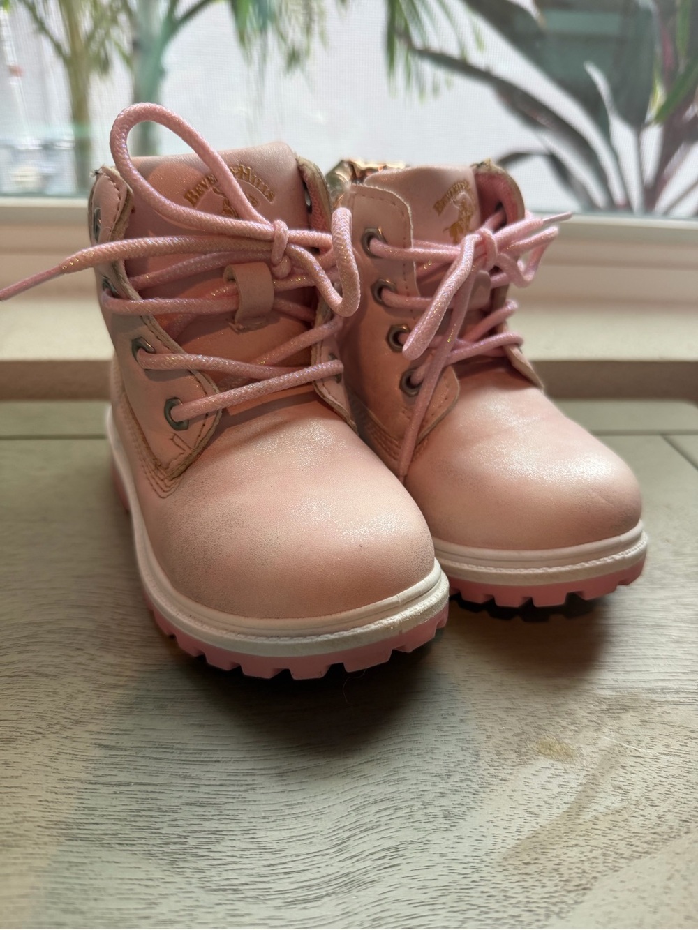 Beverly Hills Polo Club Pink Lace-Up Kids Boots